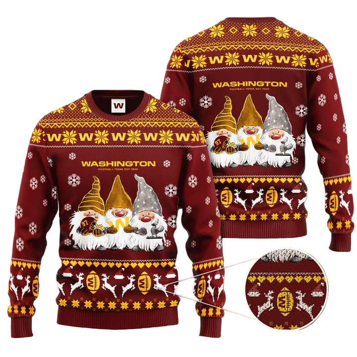 Washington Football Team Gnome De Noel Christmas Ugly Sweater ? Usalast