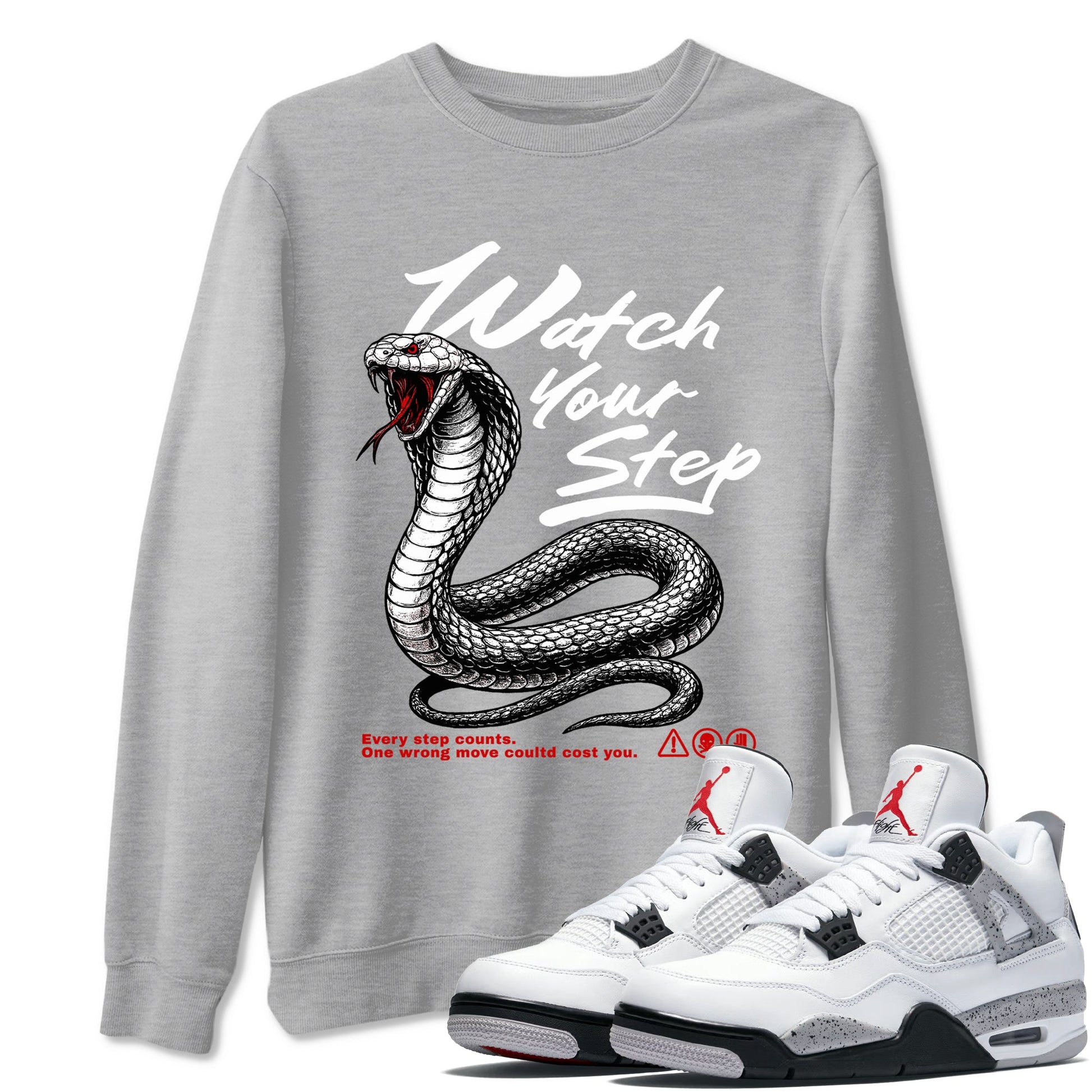 Watch Your Step Sneaker Tees - Air Jordan 4 White Cement