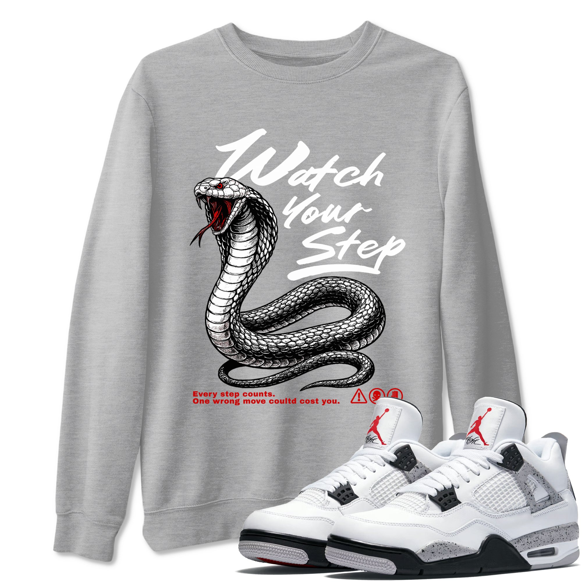 Watch Your Step Sneaker Tees - Air Jordan 4 White Cement