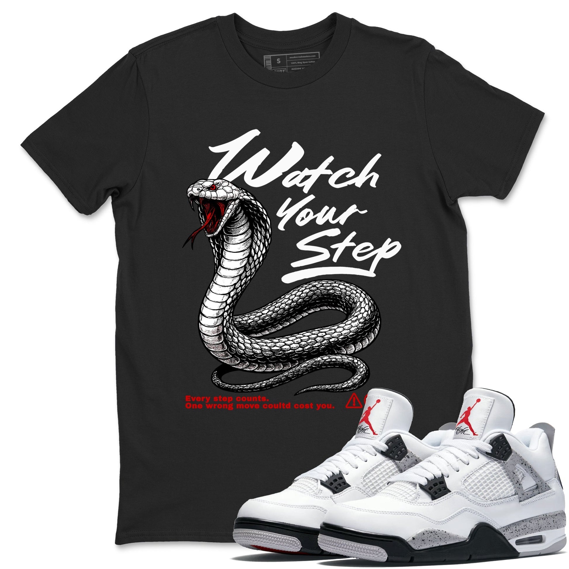 Watch Your Step Sneaker Tees - Air Jordan 4 White Cement
