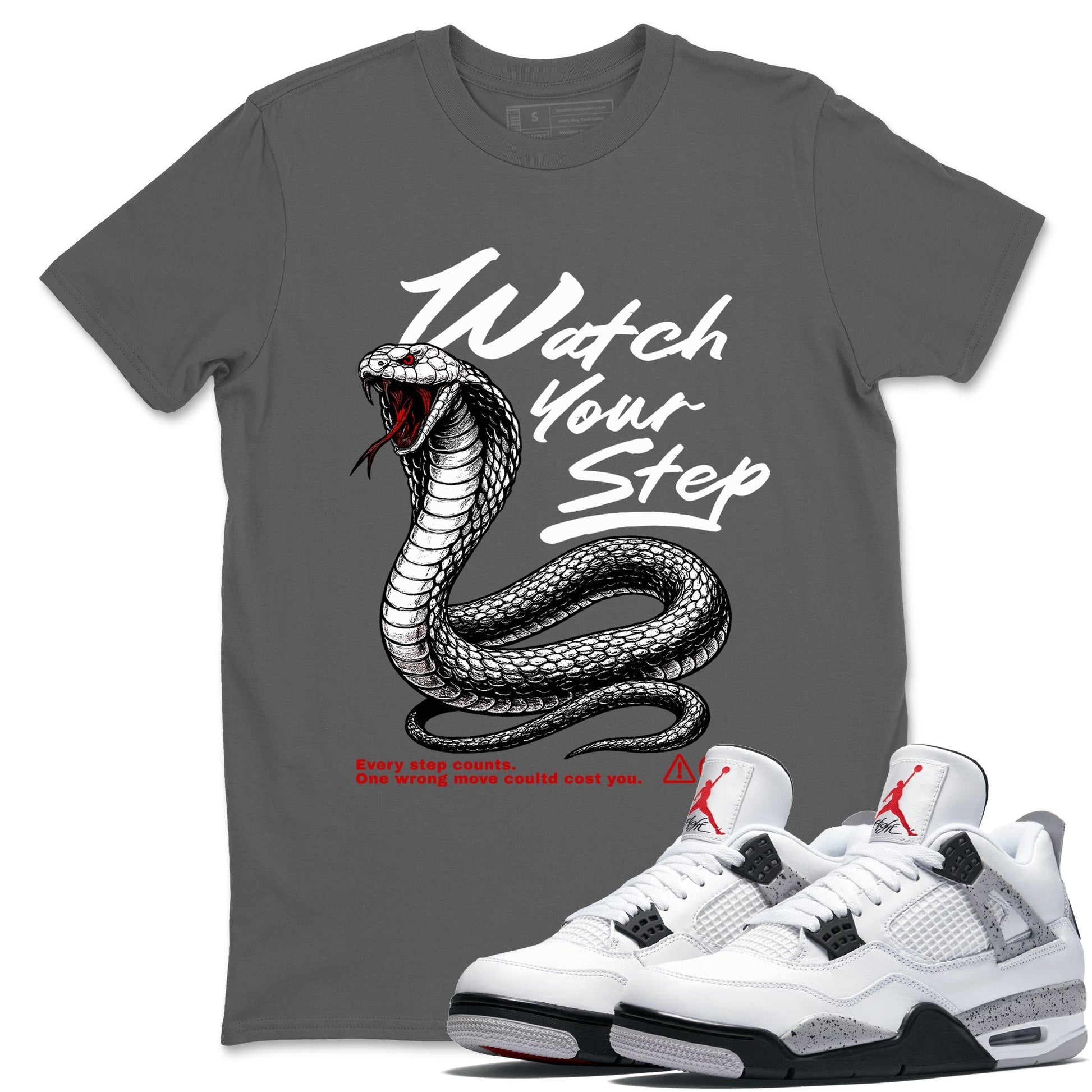 Watch Your Step Sneaker Tees - Air Jordan 4 White Cement