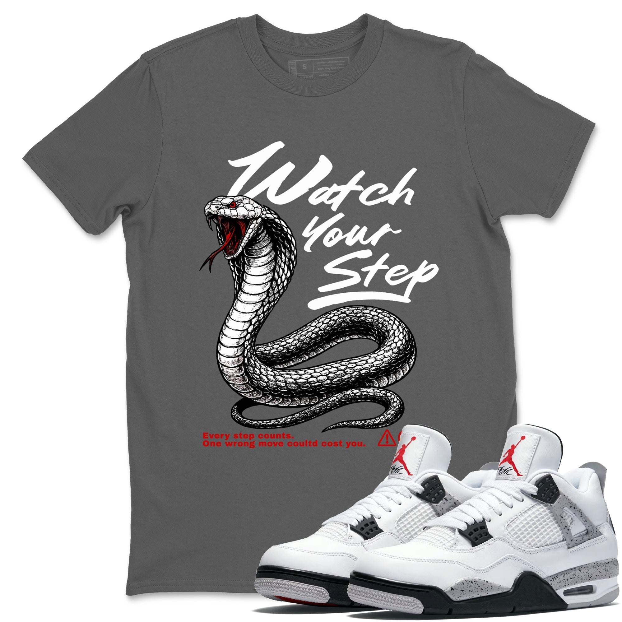 Watch Your Step Sneaker Tees - Air Jordan 4 White Cement