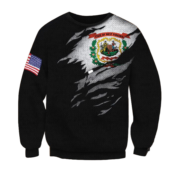 West Virginia State Flag Sweater Virginia State And Us Flag Logo Sweater Cozy Gift For Him ? Usalast