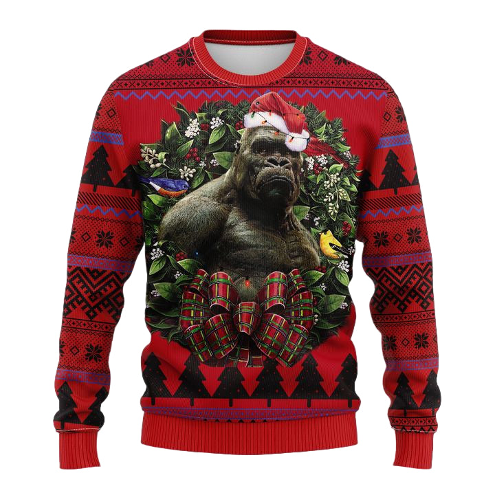 Western Gorilla King Kong Godzilla Noel Mc Ugly Christmas Sweater Thanksgiving Gift ? Usalast