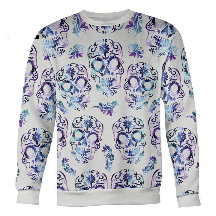 White And Purple Sugar Skull Sweater ? Usalast