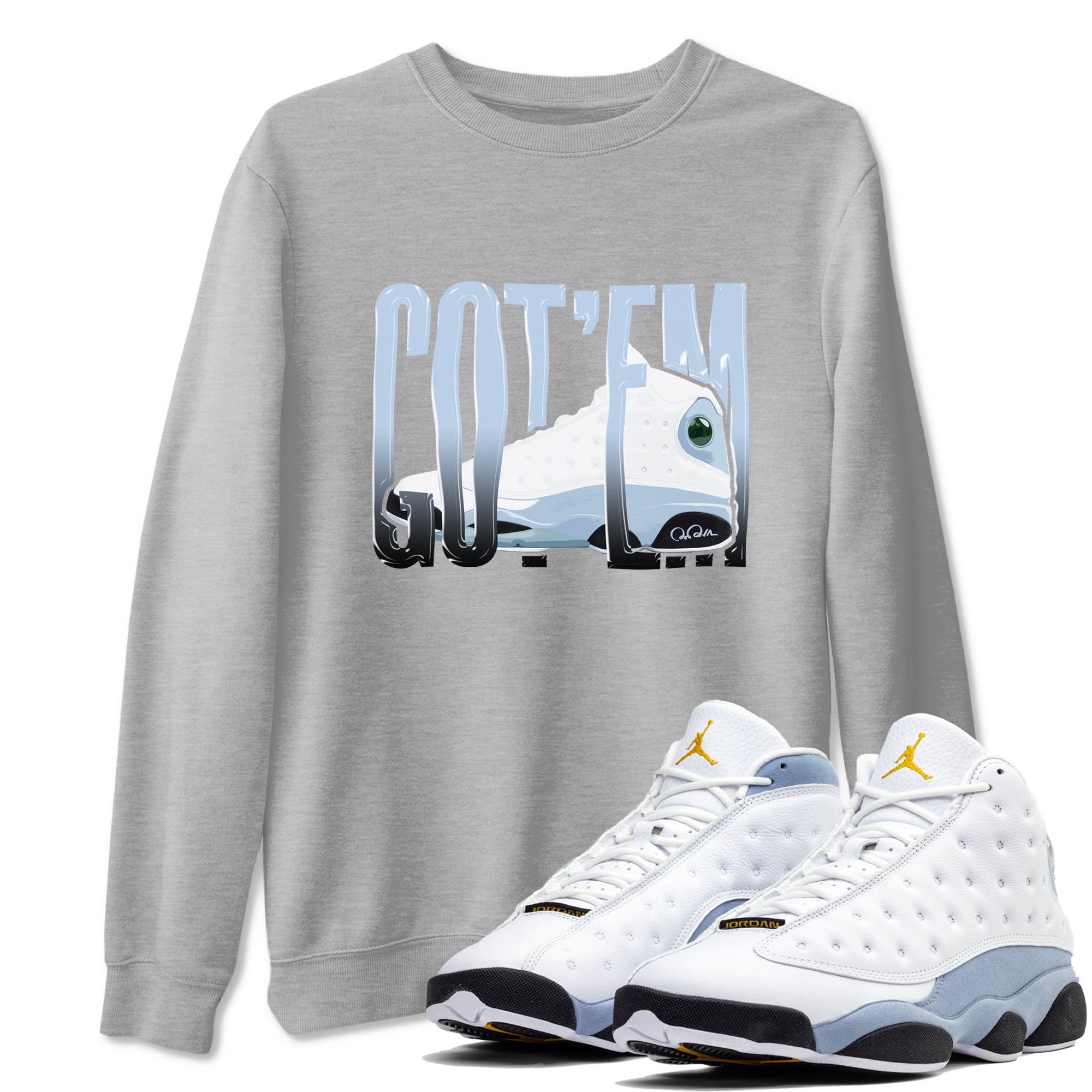 Wiggling Gotem Sneaker Tees - Air Jordan 13 Blue Grey