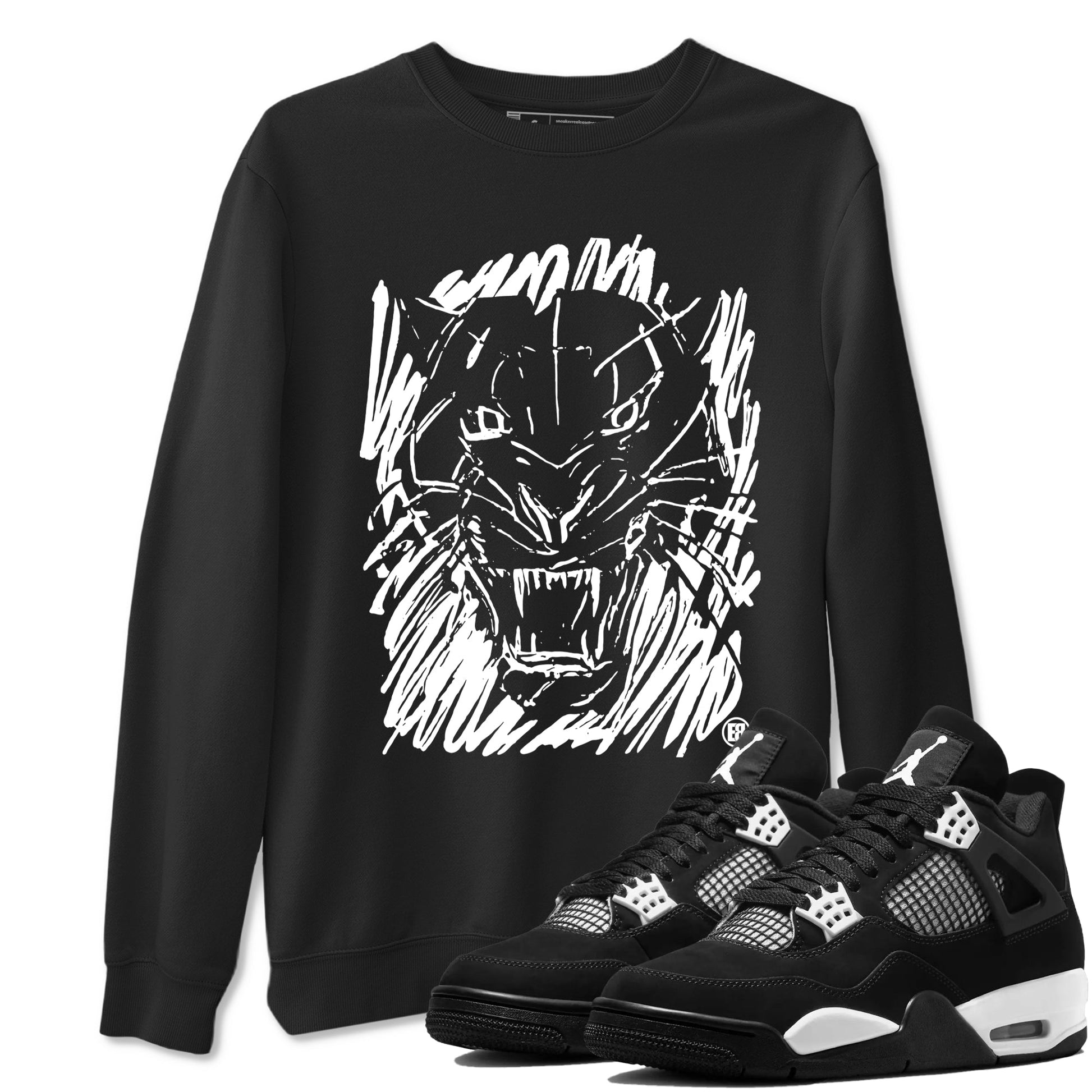 Wild Cat Doodle Sneaker Tees - Air Jordan 4 White Thunder