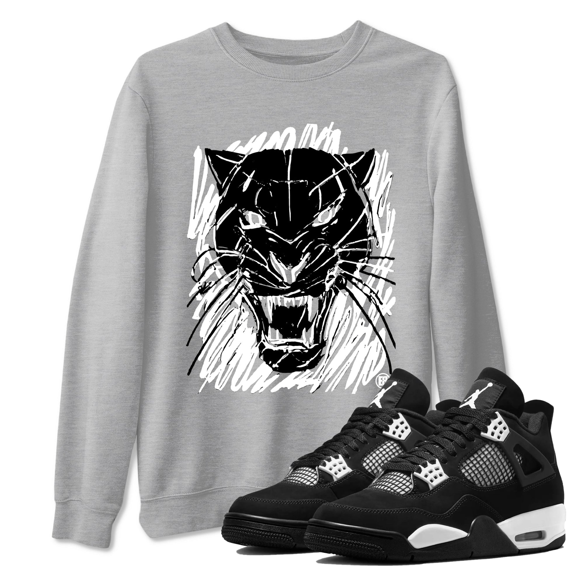 Wild Cat Doodle Sneaker Tees - Air Jordan 4 White Thunder