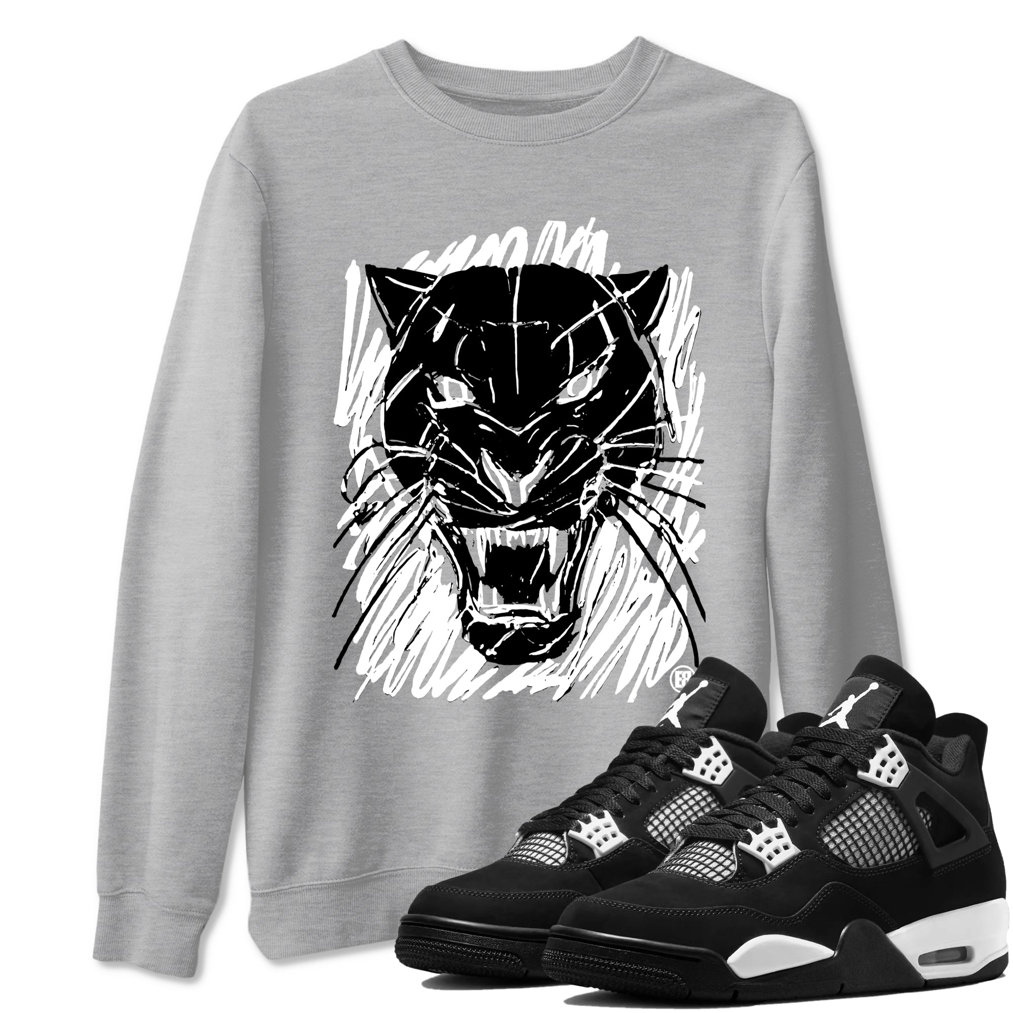 Wild Cat Doodle Sneaker Tees - Air Jordan 4 White Thunder