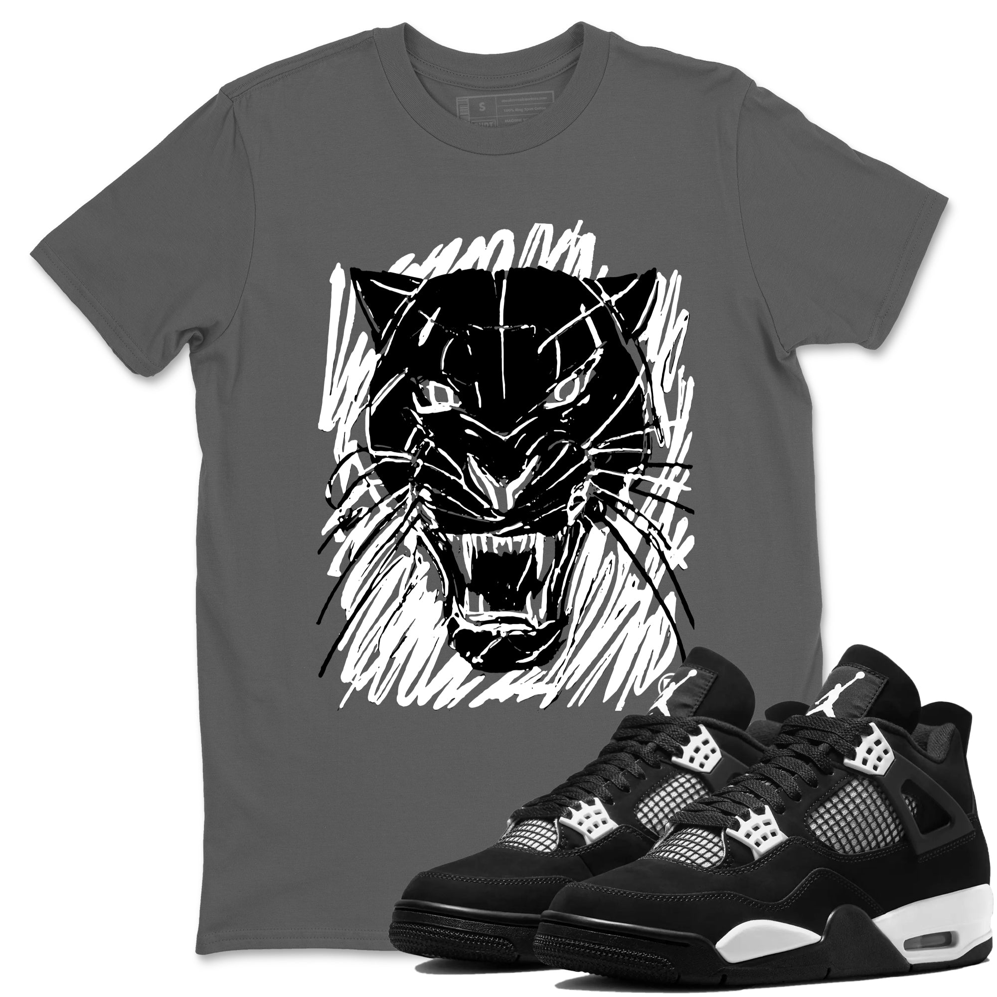 Wild Cat Doodle Sneaker Tees - Air Jordan 4 White Thunder