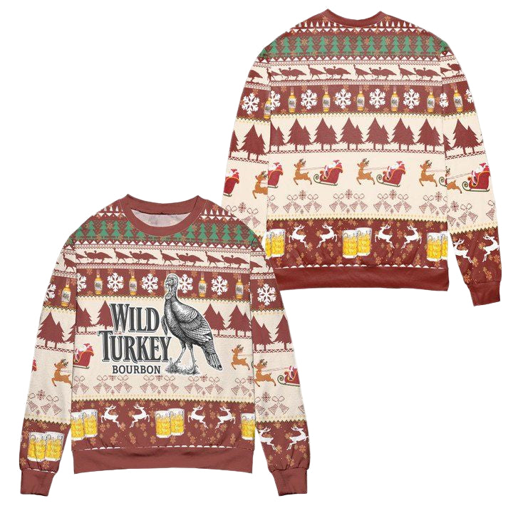 Wild Turkey Bourbon Snowflake Pattern Ugly Christmas Sweater ? Usalast