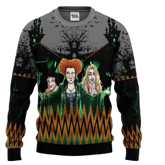 Witch Sanderson Sisters Witches Hocus Pocus 3d Ugly Christmas Sweater ? Usalast