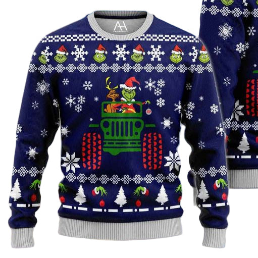 With Dog Driving Jeep Jeep The Grinch 3d Ugly Christmas Sweater ? Usalast