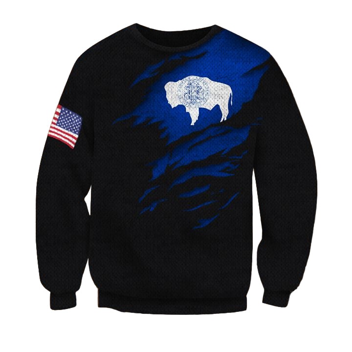 Wyoming Flag And American Flag Sweater Wyoming State Flag Us Flag Logo Patriot Gift For Him ? Usalast