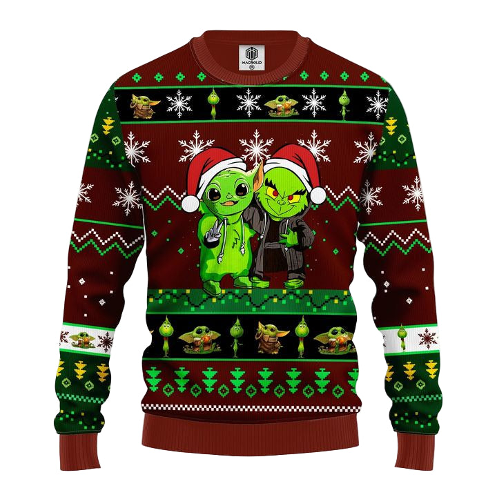 Yoda And Grinch Ugly Christmas Sweater Brown Green 1 Amazing Gift Idea Thanksgiving Gift ? Usalast