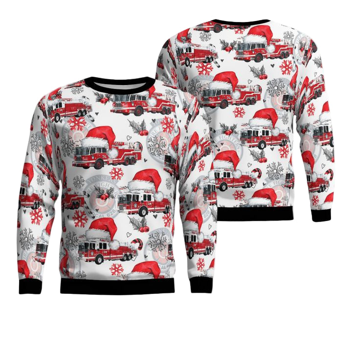 Yonkers Fire Department Christmas AOP Sweater ? Usalast