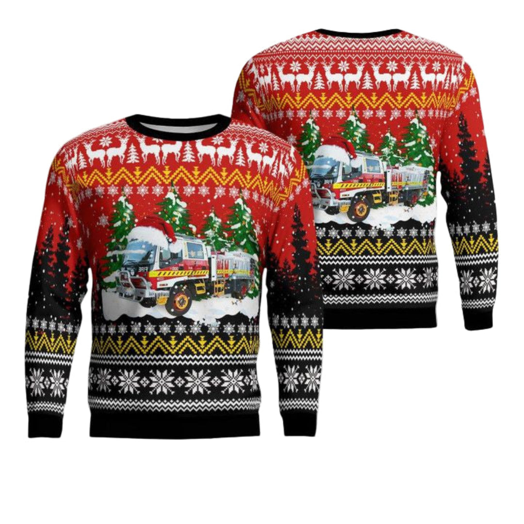 York Volunteer Fire Rescue York Western Australia Christmas AOP Sweater ? Usalast