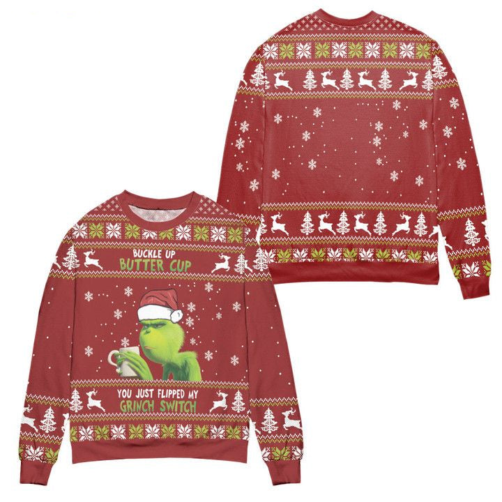 You Just Flipped My Grinch Switch Ugly Christmas Sweater ? Red ? Usalast
