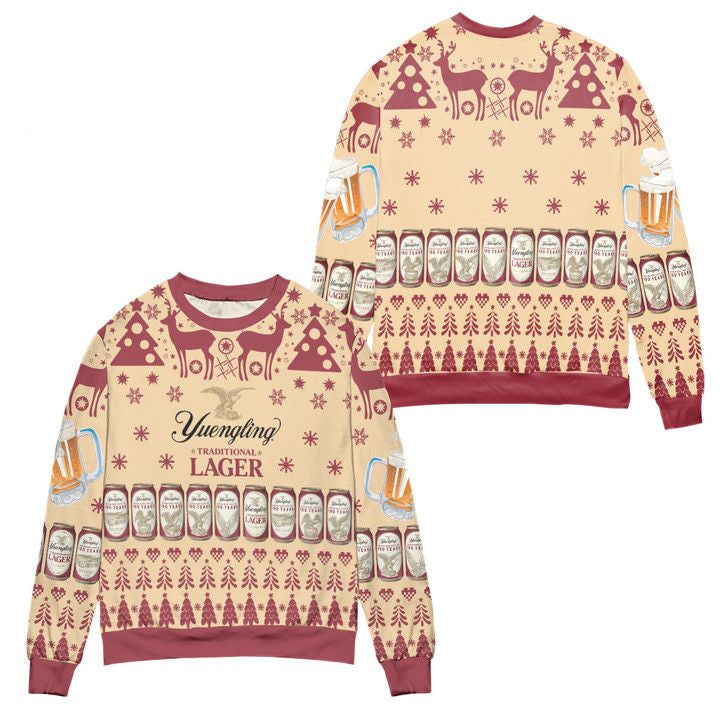 Yuengling Traditional Lager Reindeer Snowflake Pattern Ugly Christmas Sweater ? Usalast